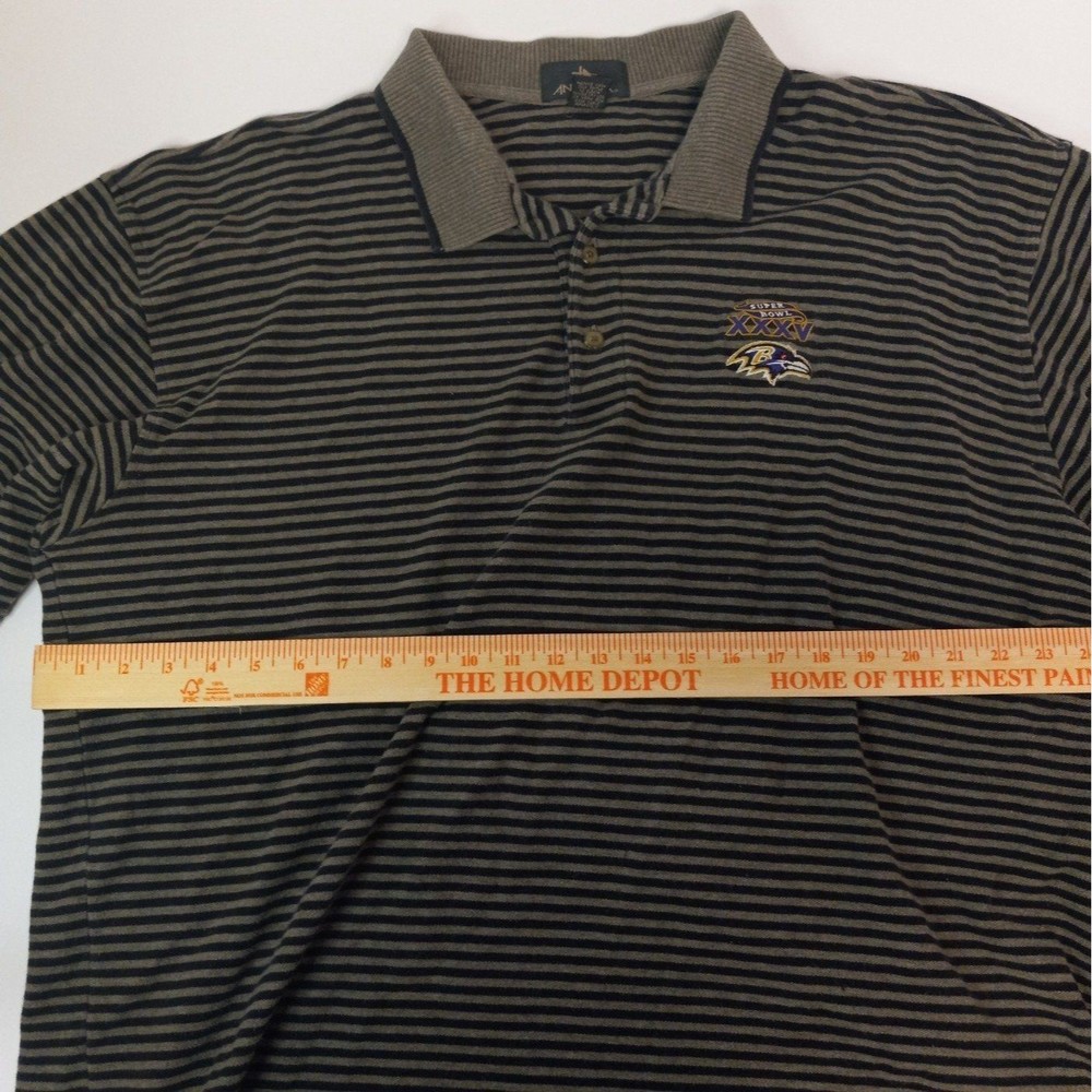 Antigua Baltimore Ravens Superbowl heavy Polo Shirt Black Stripes 2XL